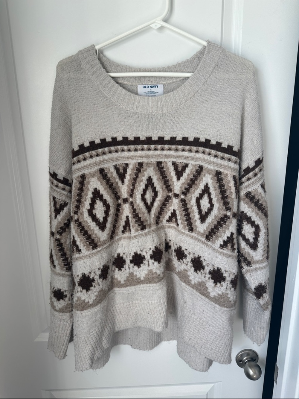 Old Navy Cream and Brown Sweater